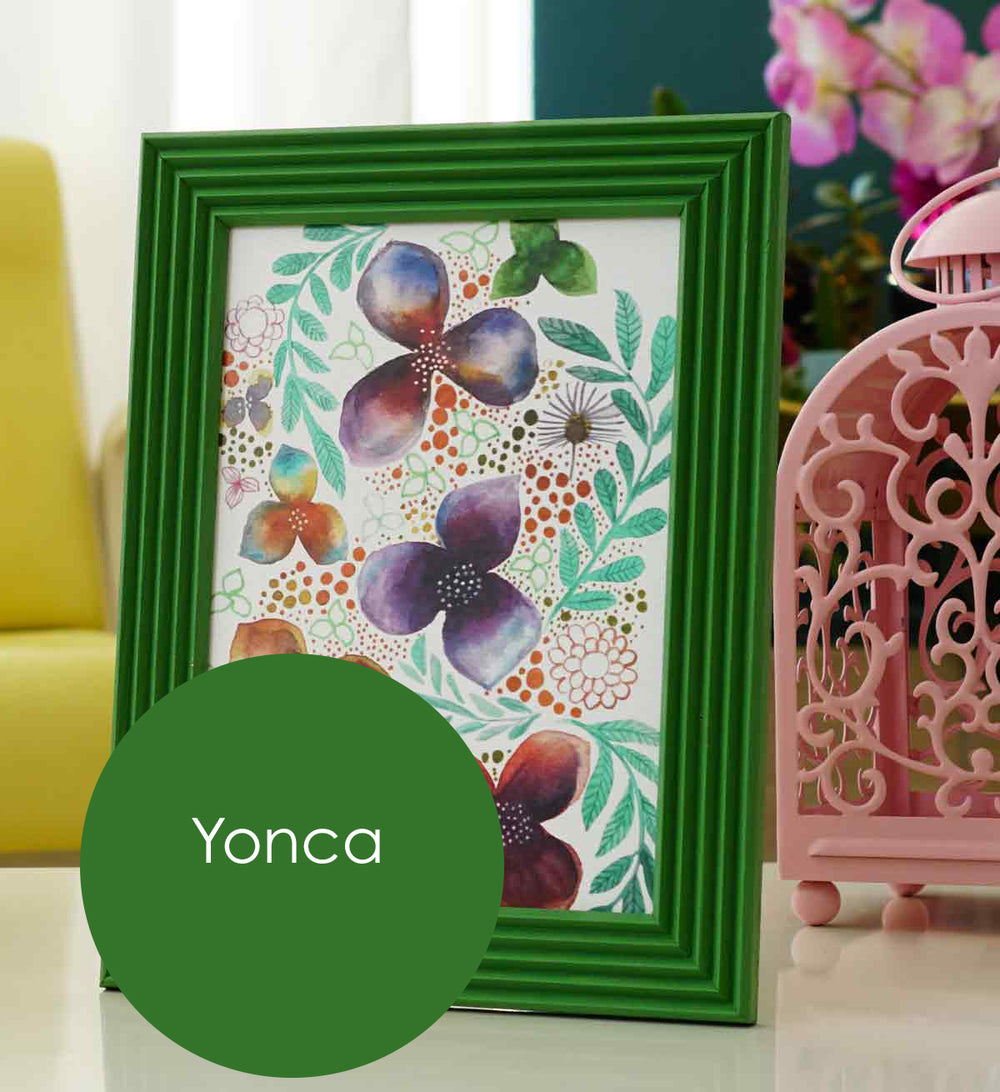 Yonca Yeşili El Yapımı Çizgili Ahşap Fotoğraf Çerçevesi 15x21 ön görünüm