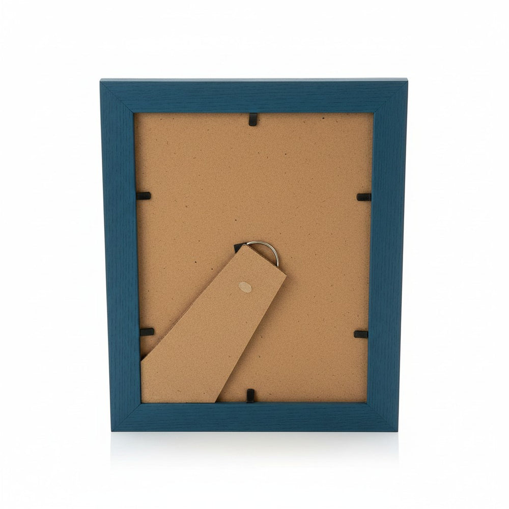Renkli Kareler blue handmade striped wooden photo frame 15x21 cm with easel stand