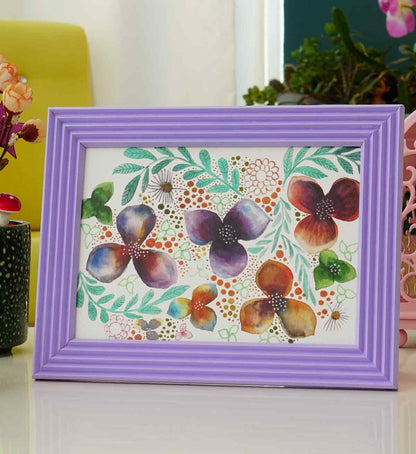 Fotoğraf Çerçevesi Açık Leylak El Yapımı Çizgili Ahşap 15x21 cm