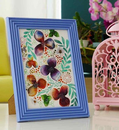 Fotoğraf Çerçevesi Açık Menekşe El Yapımı Çizgili Ahşap 15x21 cm