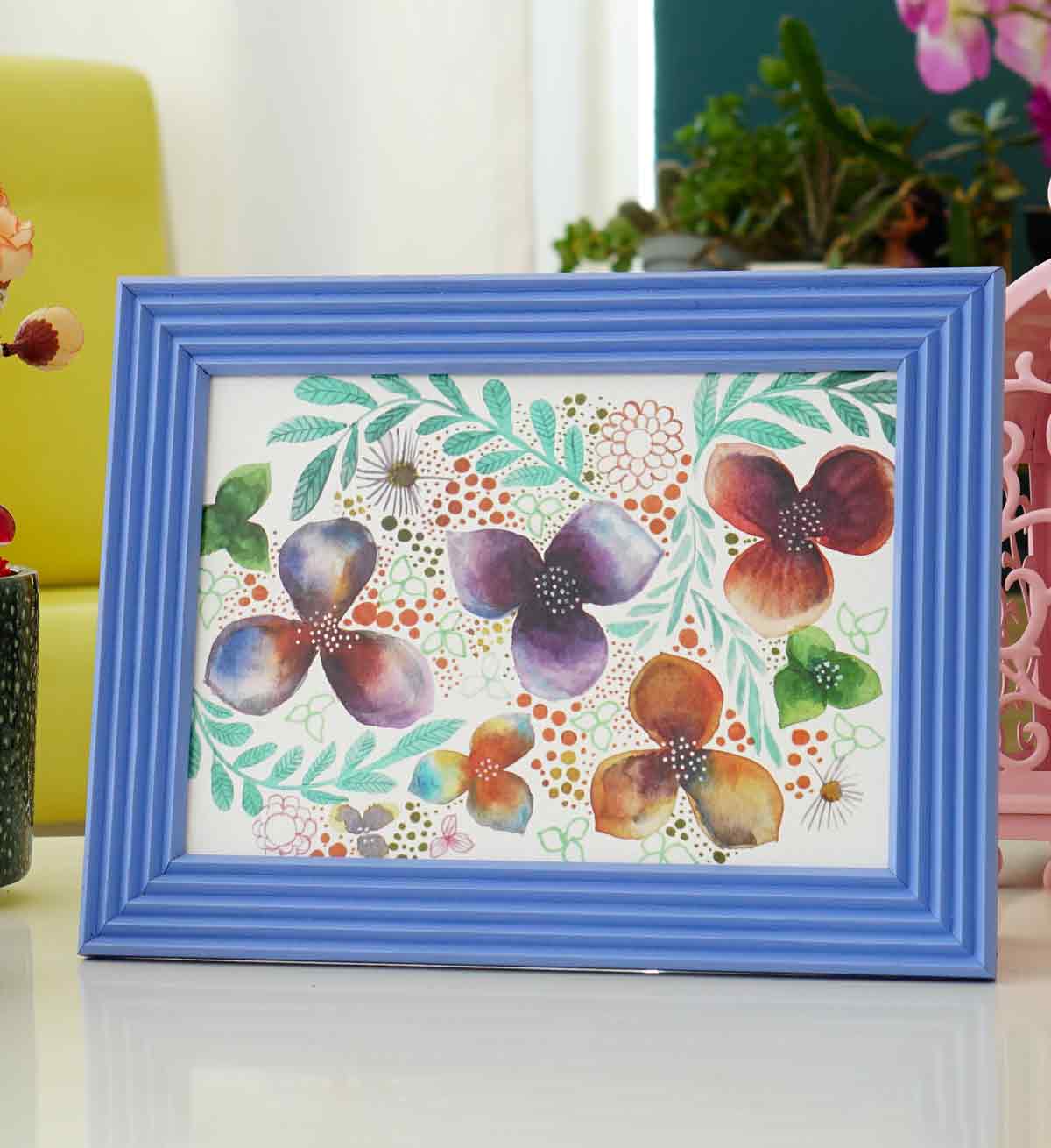 Fotoğraf Çerçevesi Açık Menekşe El Yapımı Çizgili Ahşap 15x21 cm