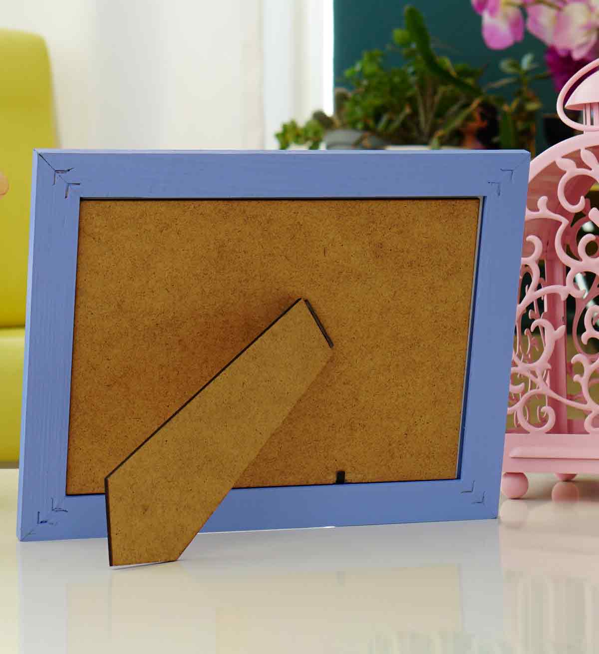 Fotoğraf Çerçevesi Açık Menekşe El Yapımı Çizgili Ahşap 15x21 cm