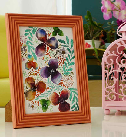 Bal Kabağı El Yapımı Çizgili Ahşap Fotoğraf Çerçevesi 15x21 cm