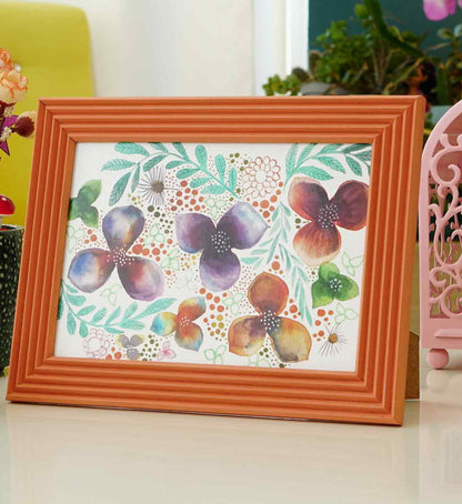 Bal Kabağı El Yapımı Çizgili Ahşap Fotoğraf Çerçevesi 15x21 cm