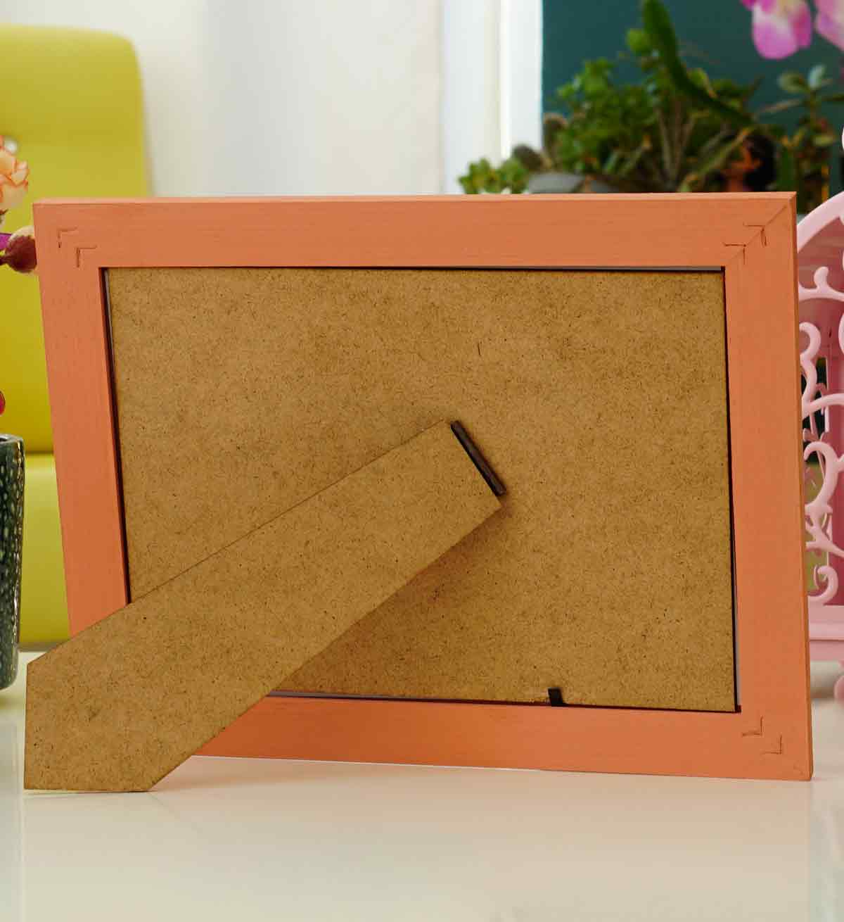 Bal Kabağı El Yapımı Çizgili Ahşap Fotoğraf Çerçevesi 15x21 cm