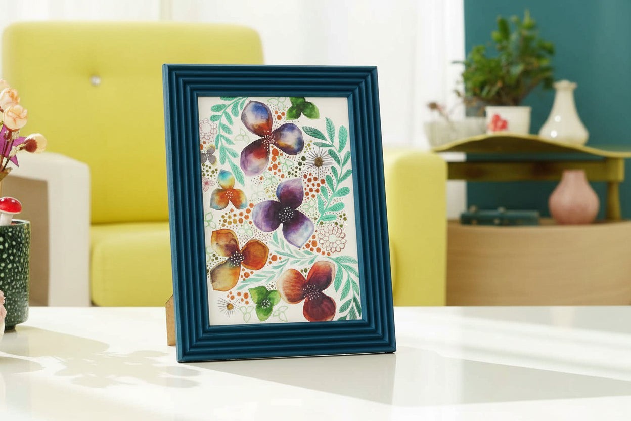 Fresco El Yapımı Çizgili Ahşap Fotoğraf Çerçevesi 15x21 cm