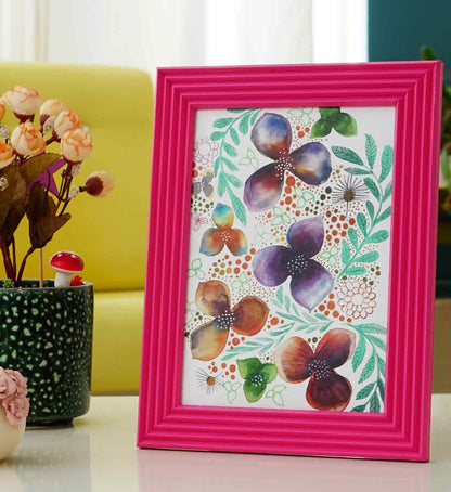 Fotoğraf Çerçevesi Fusya El Yapımı Çizgili Ahşap 15x21 cm