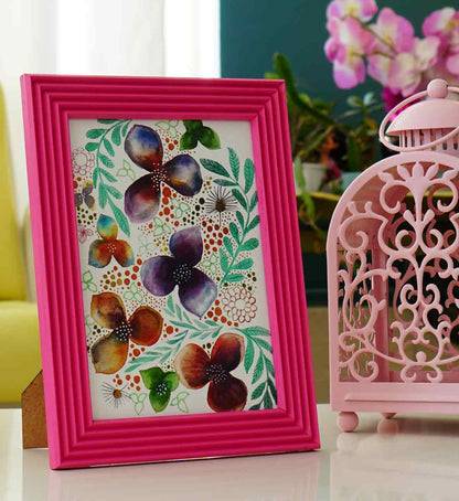 Fotoğraf Çerçevesi Fusya El Yapımı Çizgili Ahşap 15x21 cm