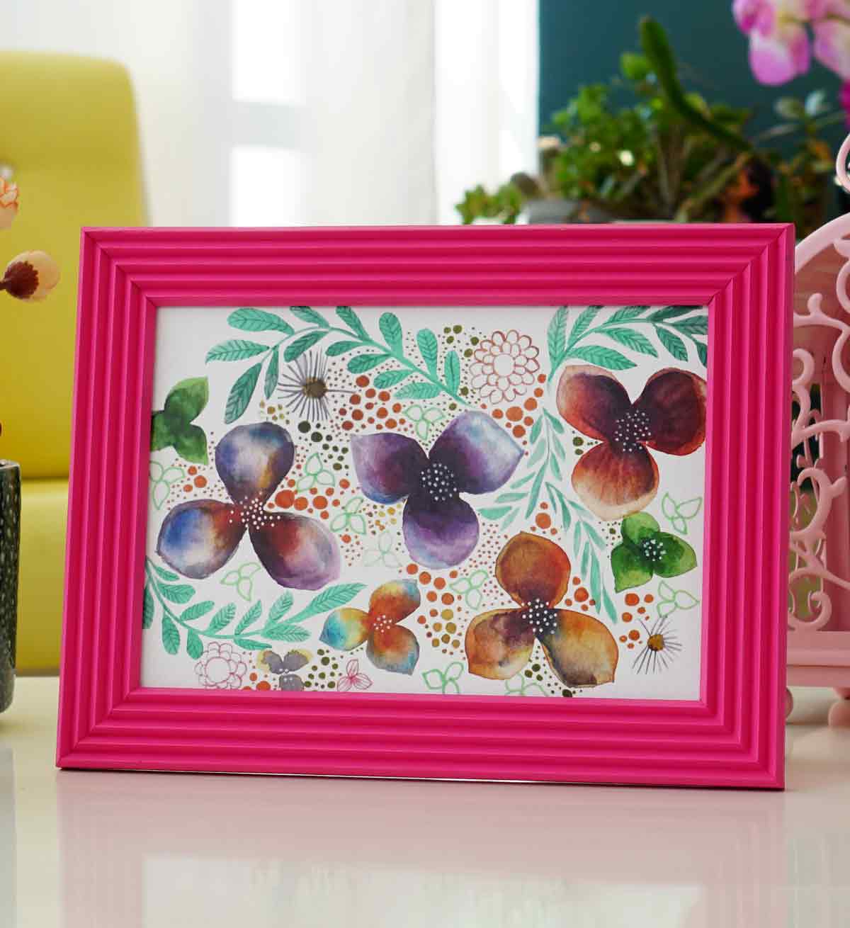 Fotoğraf Çerçevesi Fusya El Yapımı Çizgili Ahşap 15x21 cm