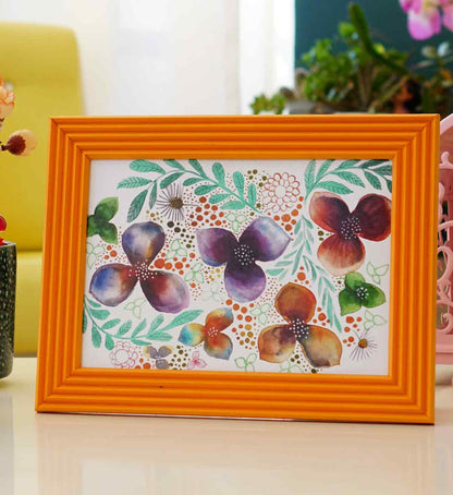 Fotoğraf Çerçevesi Turuncu El Yapımı Çizgili Ahşap 15x21 cm