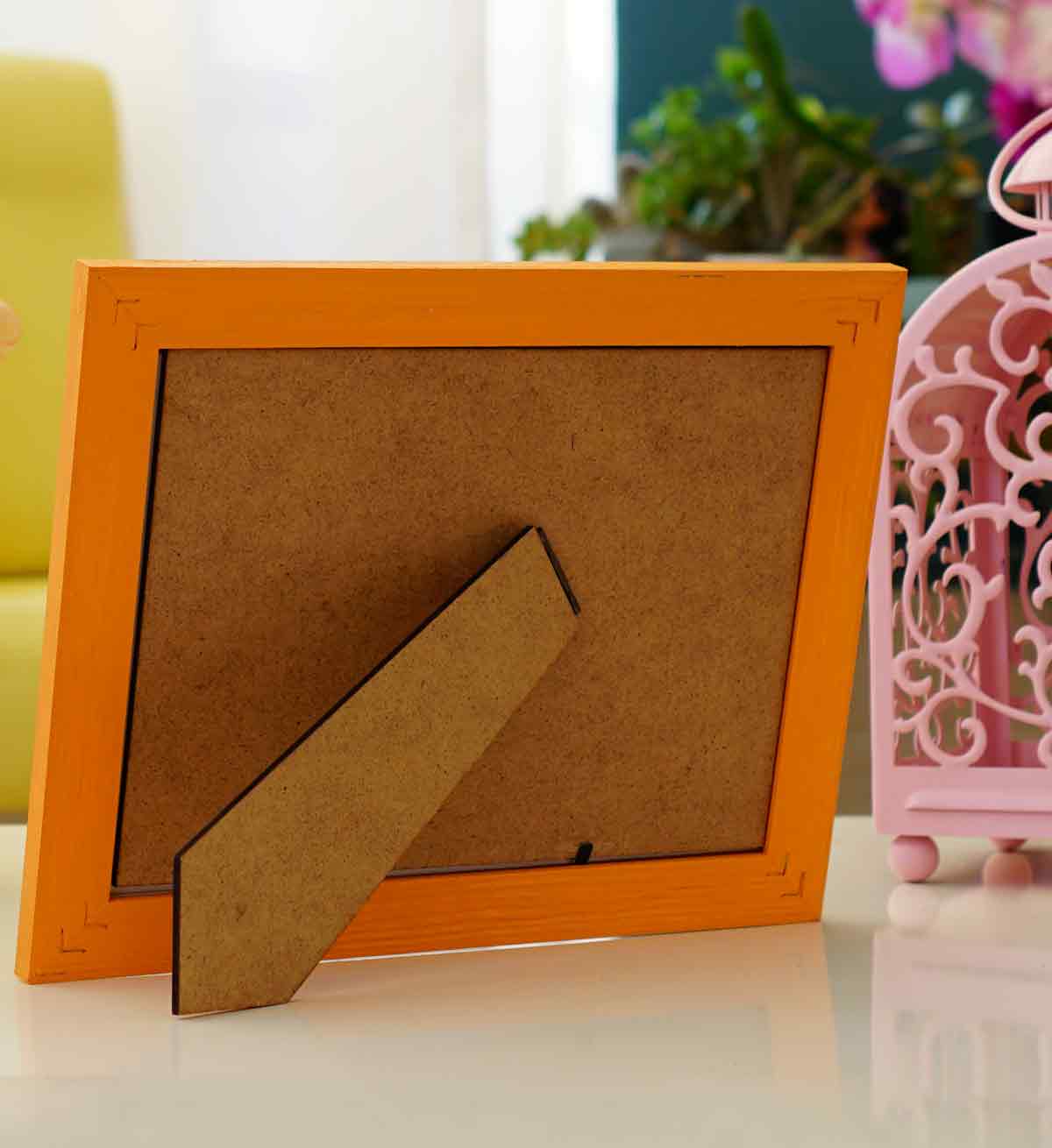 Fotoğraf Çerçevesi Turuncu El Yapımı Çizgili Ahşap 15x21 cm