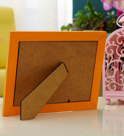 Fotoğraf Çerçevesi Turuncu El Yapımı Çizgili Ahşap 15x21 cm
