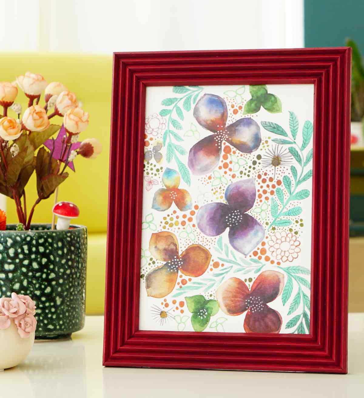 Fotoğraf Çerçevesi Vişne El Yapımı Çizgili Ahşap 15x21 cm