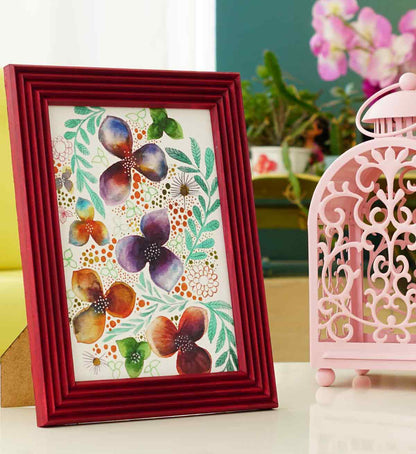 Fotoğraf Çerçevesi Vişne El Yapımı Çizgili Ahşap 15x21 cm