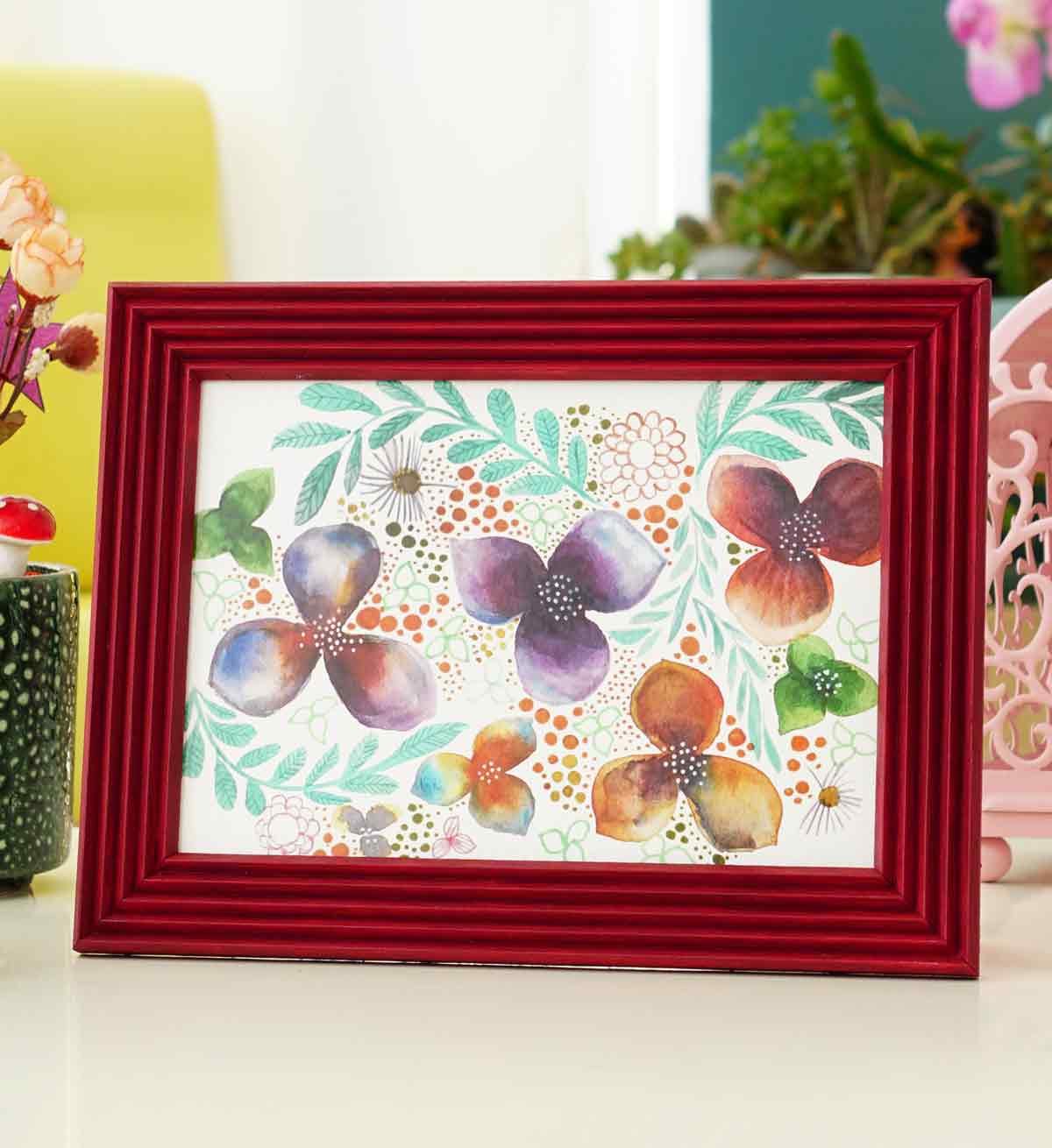 Fotoğraf Çerçevesi Vişne El Yapımı Çizgili Ahşap 15x21 cm