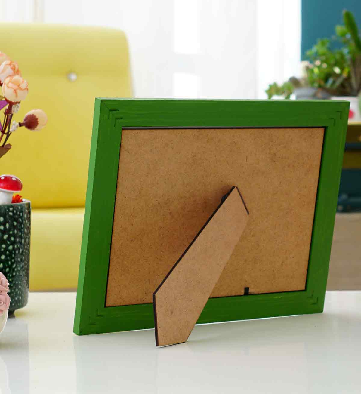 Fotoğraf Çerçevesi Yaprak Yeşili El Yapımı Çizgili Ahşap 15x21 cm