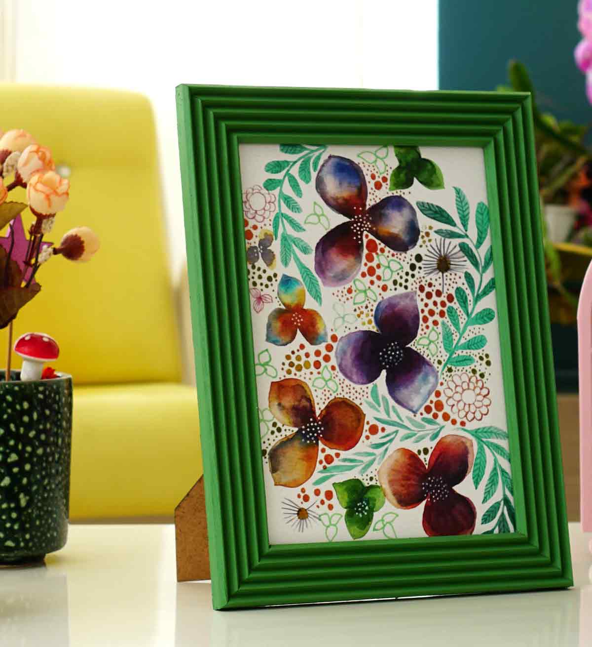 Fotoğraf Çerçevesi Yolca Yeşili El Yapımı Çizgili Ahşap 15x21 cm