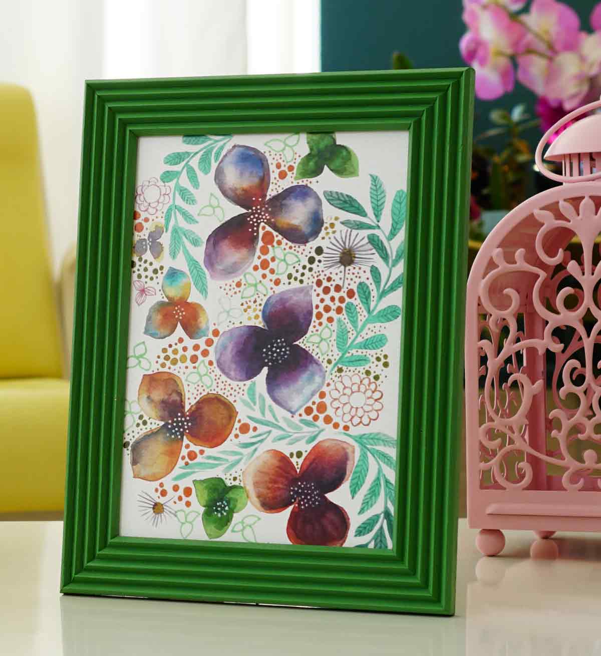 Fotoğraf Çerçevesi Yolca Yeşili El Yapımı Çizgili Ahşap 15x21 cm