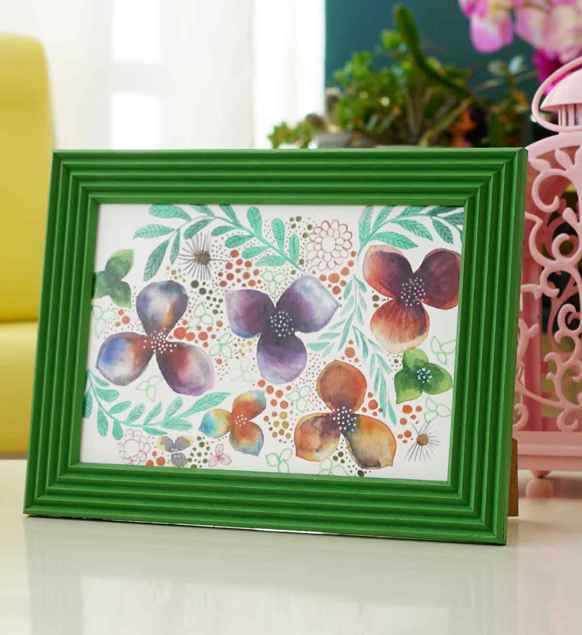 Fotoğraf Çerçevesi Yolca Yeşili El Yapımı Çizgili Ahşap 15x21 cm