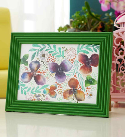 Fotoğraf Çerçevesi Yolca Yeşili El Yapımı Çizgili Ahşap 15x21 cm