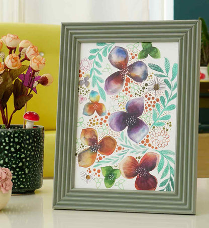 Fotoğraf Çerçevesi Yosun Yeşili El Yapımı Çizgili Ahşap 15x21 cm