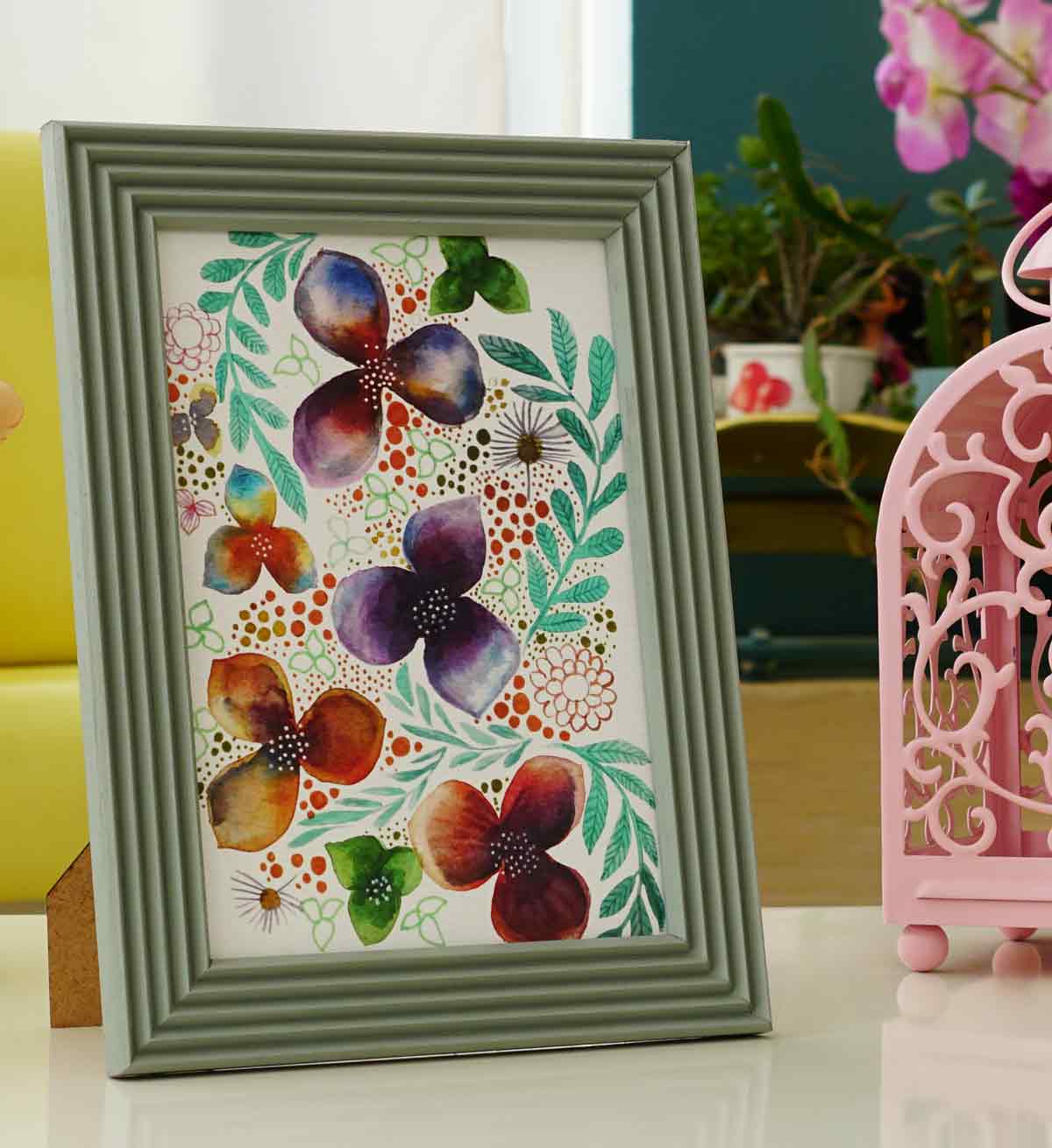 Fotoğraf Çerçevesi Yosun Yeşili El Yapımı Çizgili Ahşap 15x21 cm