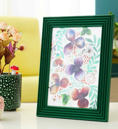Fotoğraf Çerçevesi Zümrüt Yeşili El Yapımı Çizgili Ahşap 15x21 cm