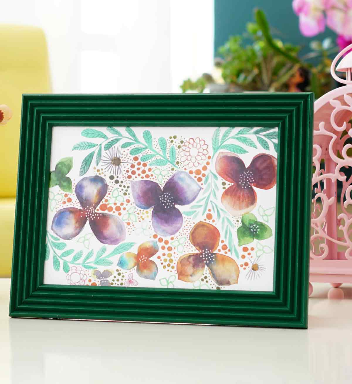 Fotoğraf Çerçevesi Zümrüt Yeşili El Yapımı Çizgili Ahşap 15x21 cm