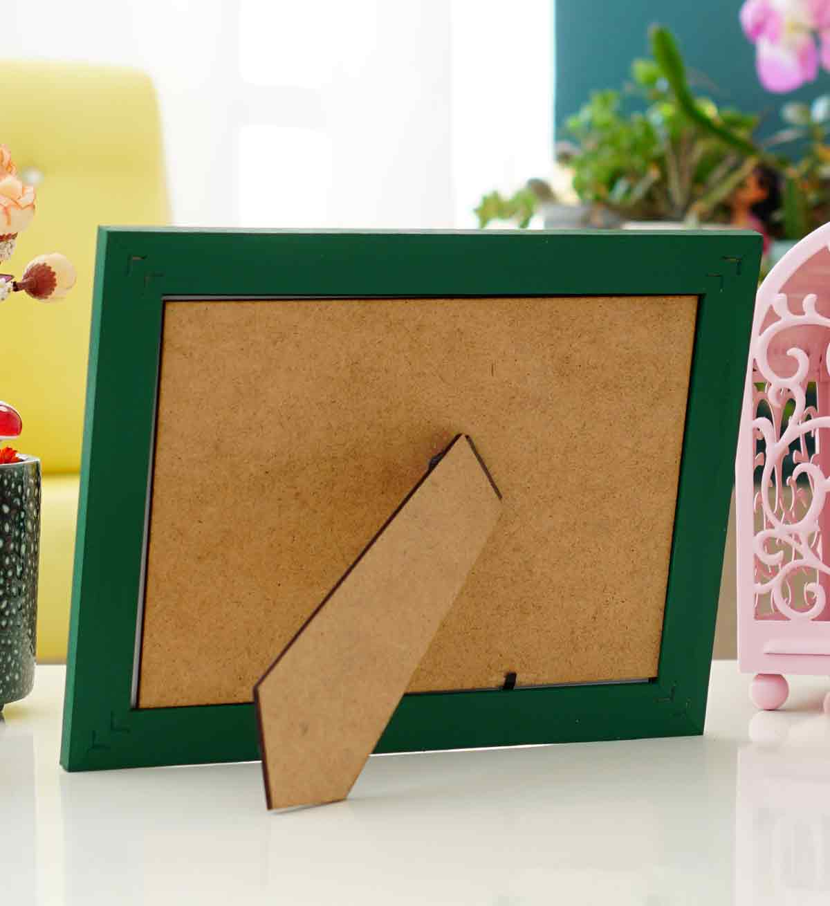 Fotoğraf Çerçevesi Zümrüt Yeşili El Yapımı Çizgili Ahşap 15x21 cm