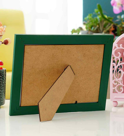 Fotoğraf Çerçevesi Zümrüt Yeşili El Yapımı Çizgili Ahşap 15x21 cm