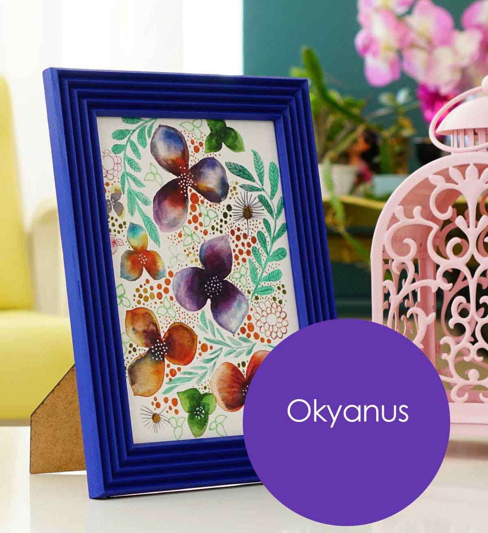 Okyanus Mavisi El Yapımı Çizgili Ahşap Fotoğraf Çerçevesi 15x21 ön görünüm