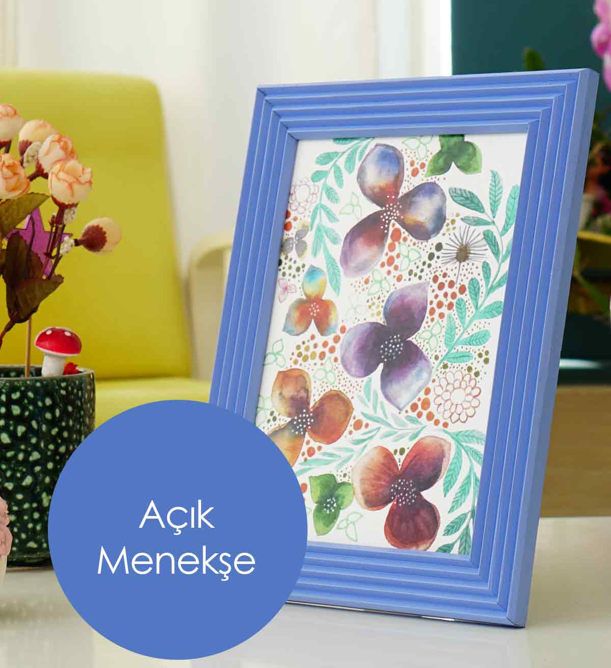 Fotoğraf Çerçevesi Açık Menekşe El Yapımı Çizgili Ahşap 15x21 cm