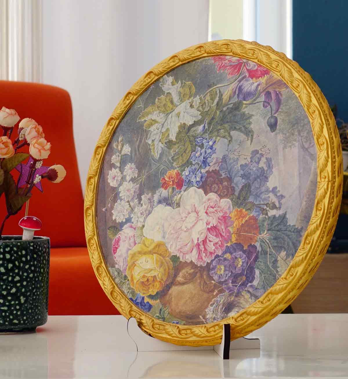 30 cm İşlemeli Altın Yaldızlı Dekoratif Sunum Tepsisi detay görünümü 2