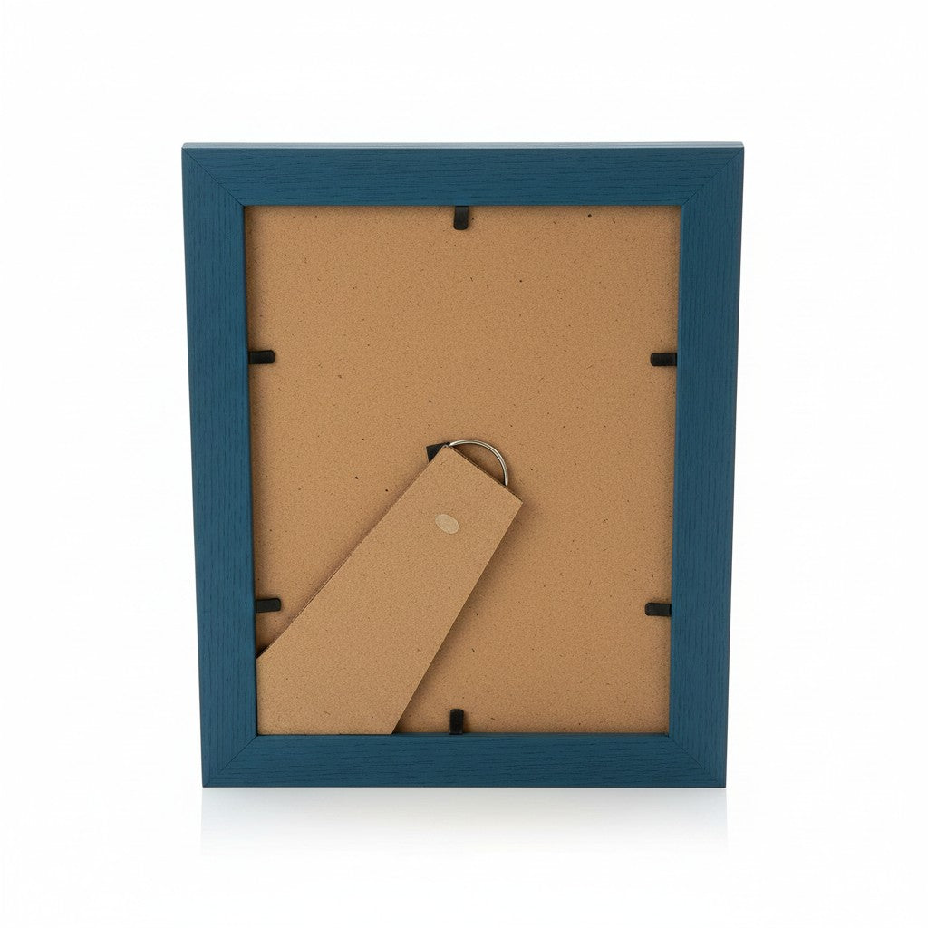 Renkli Kareler blue handmade striped wooden photo frame 15x21 cm with easel stand