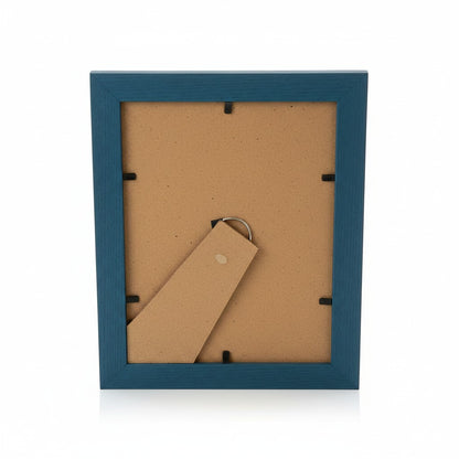 Renkli Kareler blue handmade striped wooden photo frame 15x21 cm with easel stand