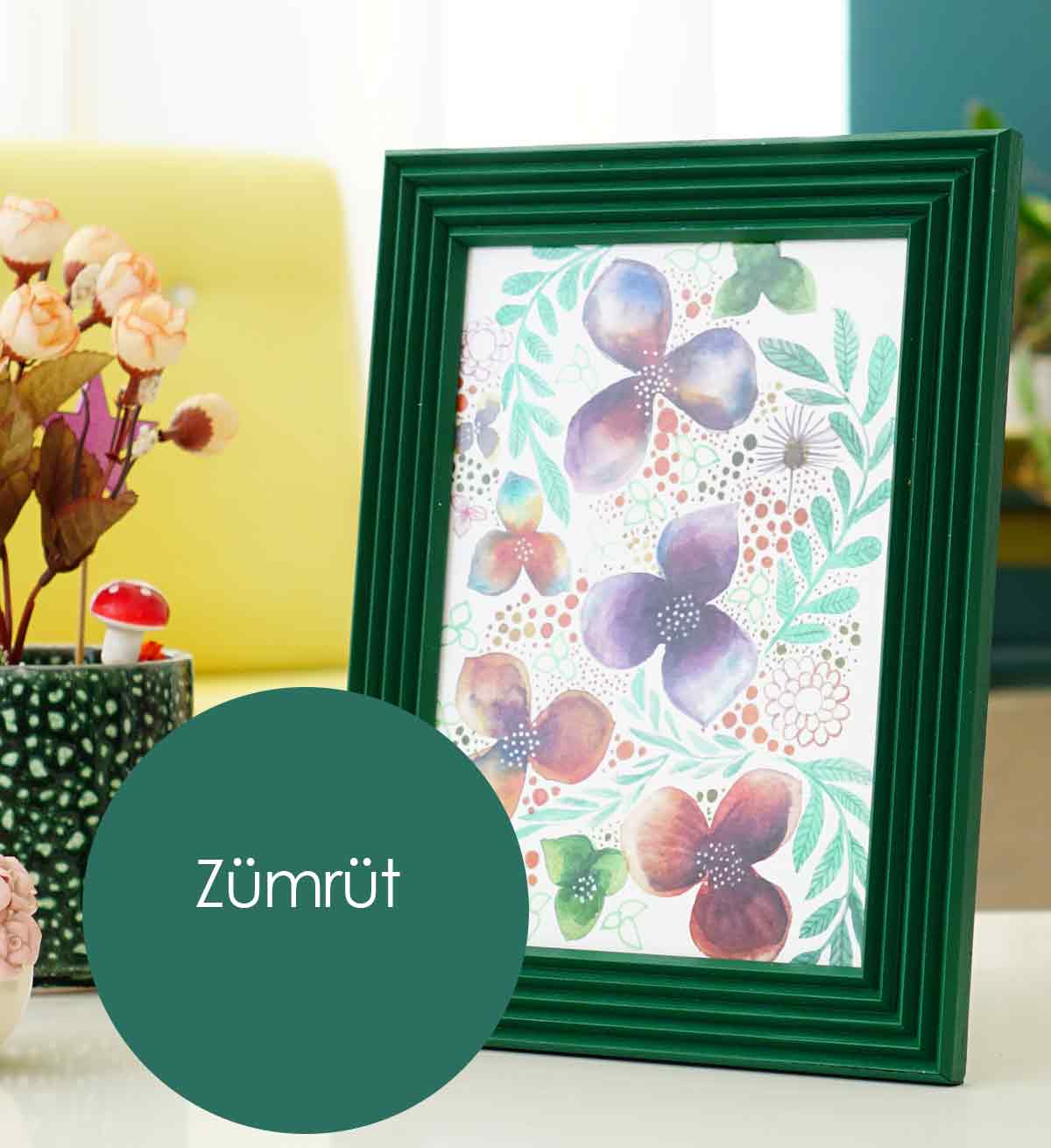 Fotoğraf Çerçevesi Zümrüt Yeşili El Yapımı Çizgili Ahşap 15x21 cm